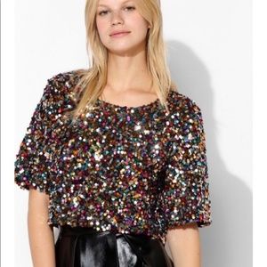 Urban Outfitters sequin crop top tee